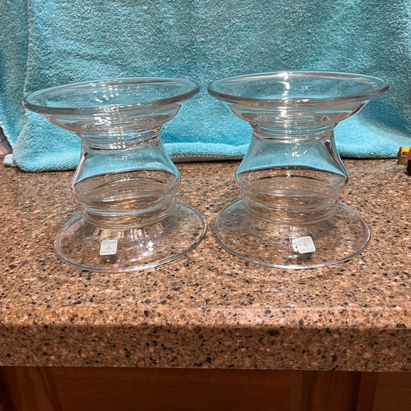 2 PartyLite Elegant Clear Glass Candle Holders - Picture 4 of 6